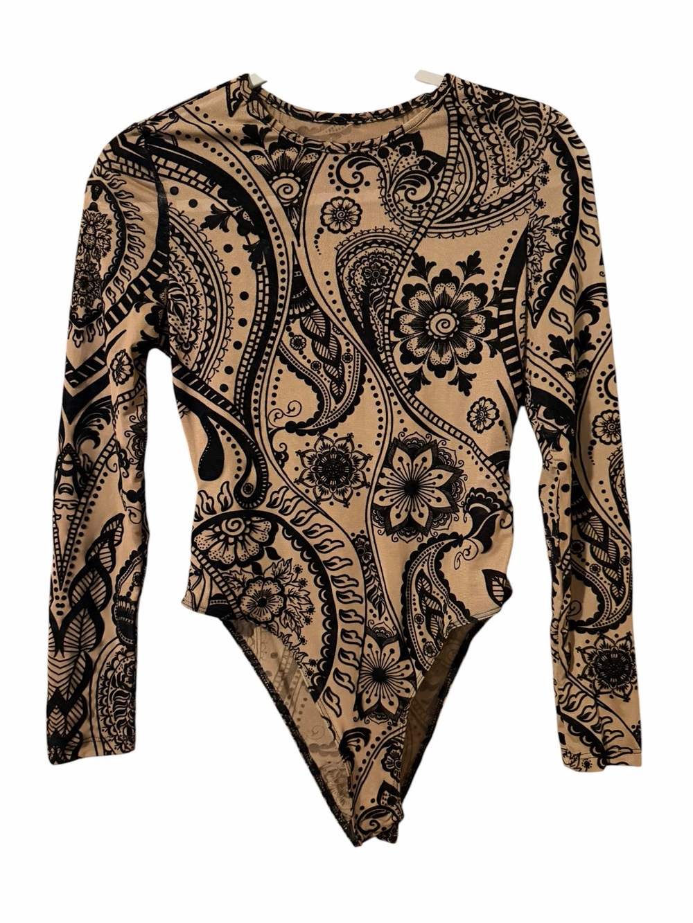 🛫 Velvet Paisley Sheer One-Piece Bodysuit size 6 - Picture 2 of 6